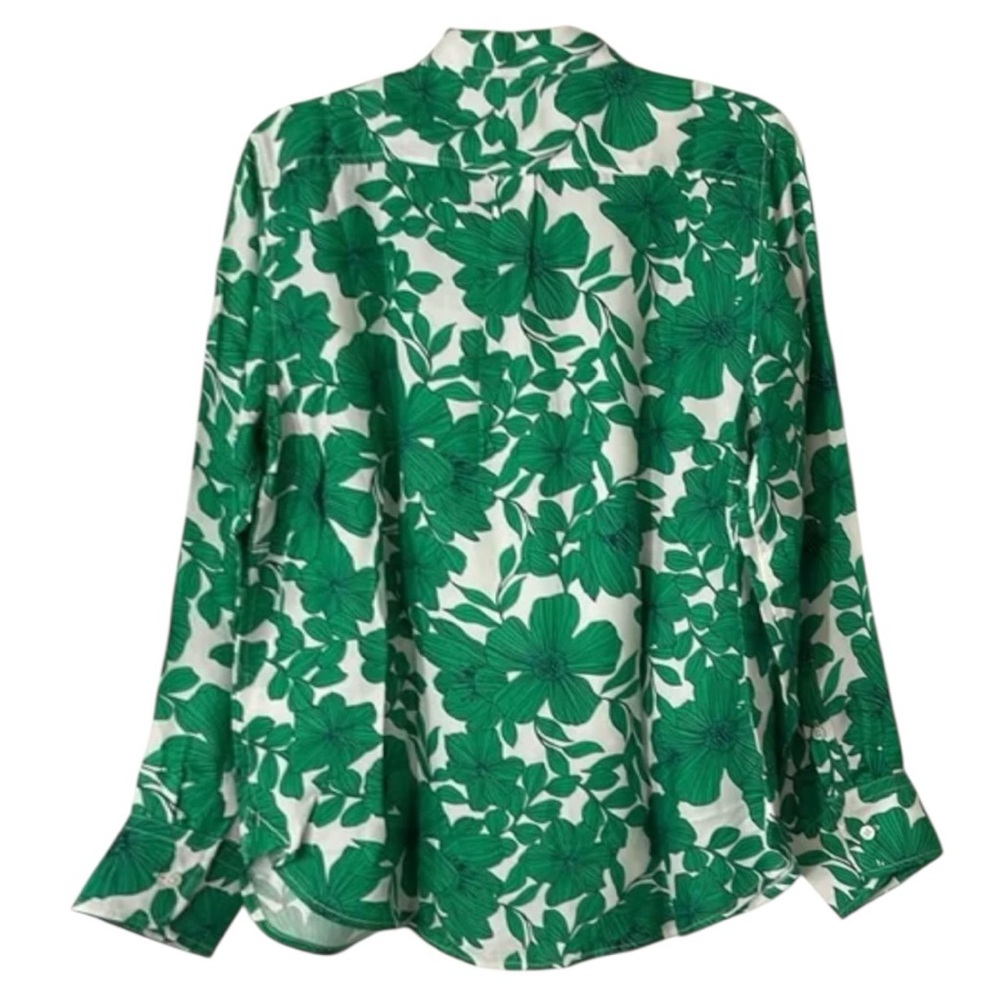 J.Crew Cupro-Blend Greenhouse Floral Blouse Classic Button Front Women’s Size 14 - Picture 6 of 9